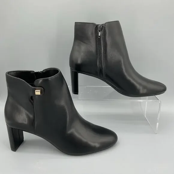 NEW Alfani Women’s PAAM Faux Leather Sleek Booties Black Size 9M - Picture 1 of 10